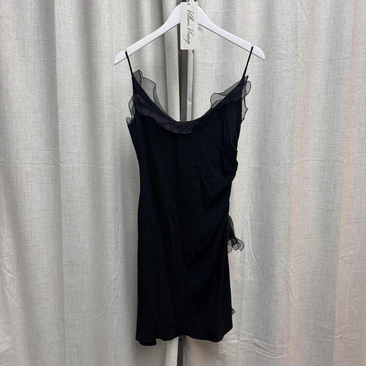 List Boutique Black Ruffle Detail V-Neck Mini Dress
