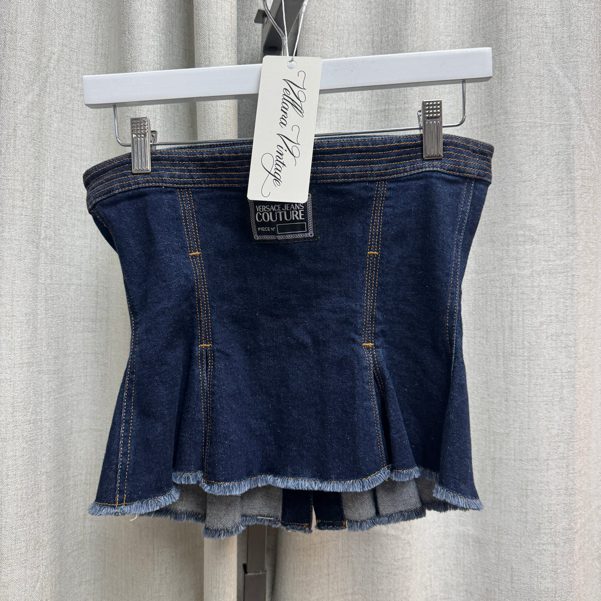 Versace Jeans Couture Denim Button Strapless Top