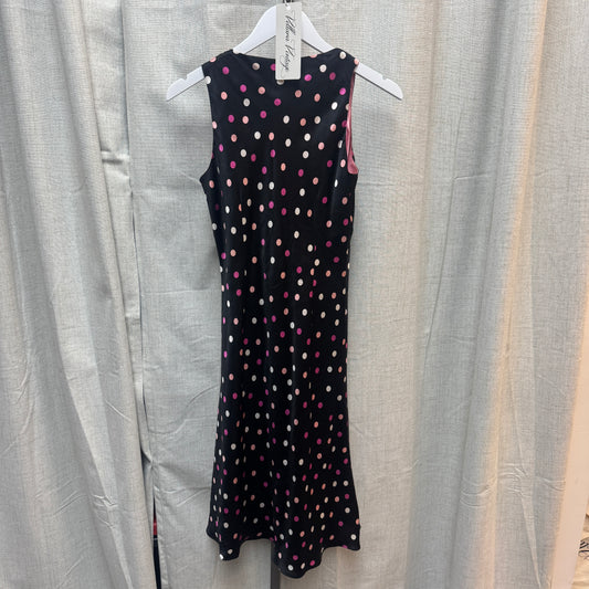 Y2K Silk Black and Pink Polka Dot Midi Dress
