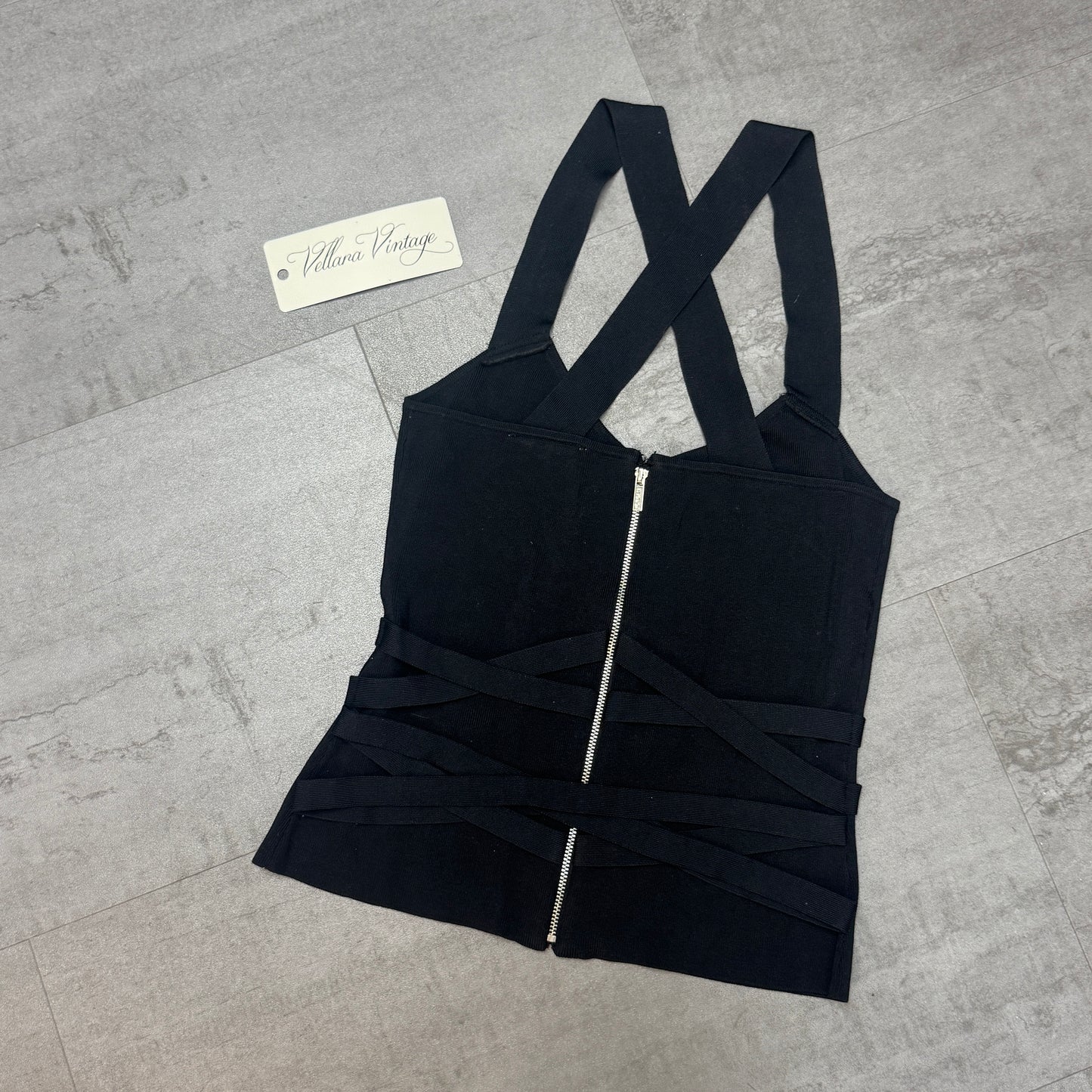 Morgan De Toi Criss-Cross Black Tank Top