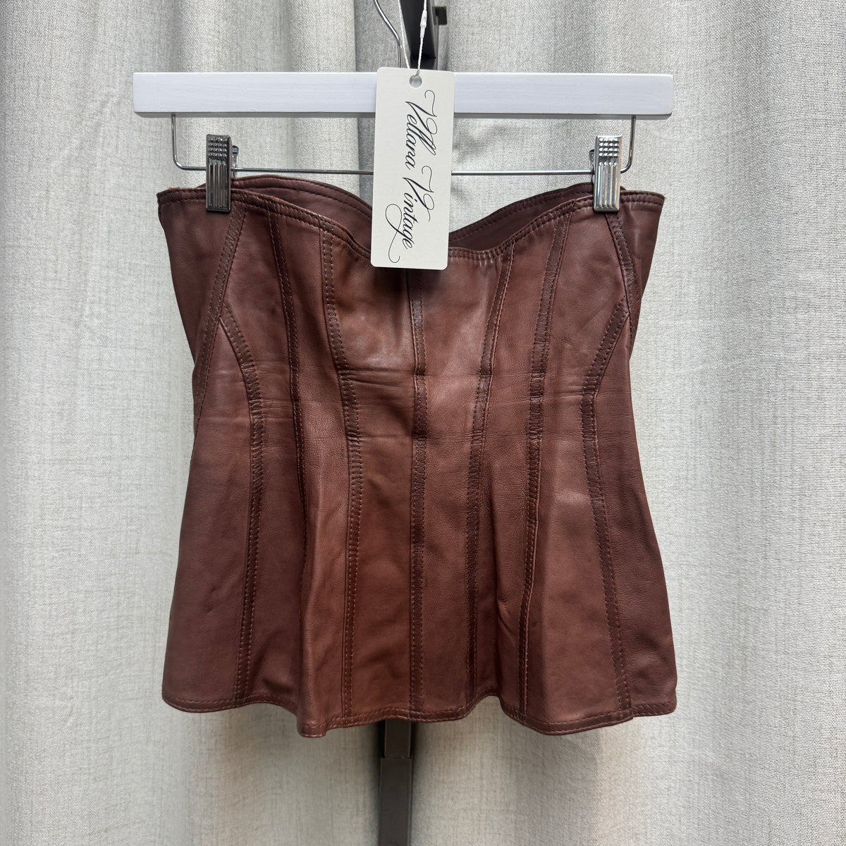Brown Leather Clasp Corset Top
