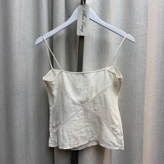 Ralph Lauren Off White Linen Cut Out Top