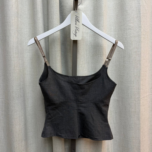 Claude Zana Paris Grey Woven Button Down Tank