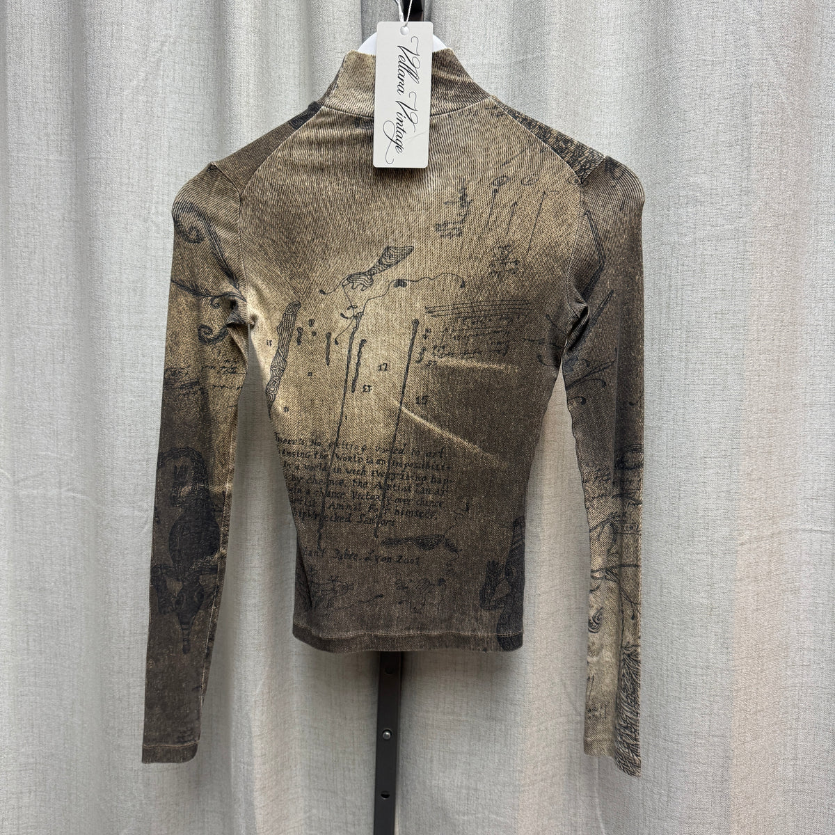 Just Cavalli Zodiac Print Long Sleeve Turtleneck Top