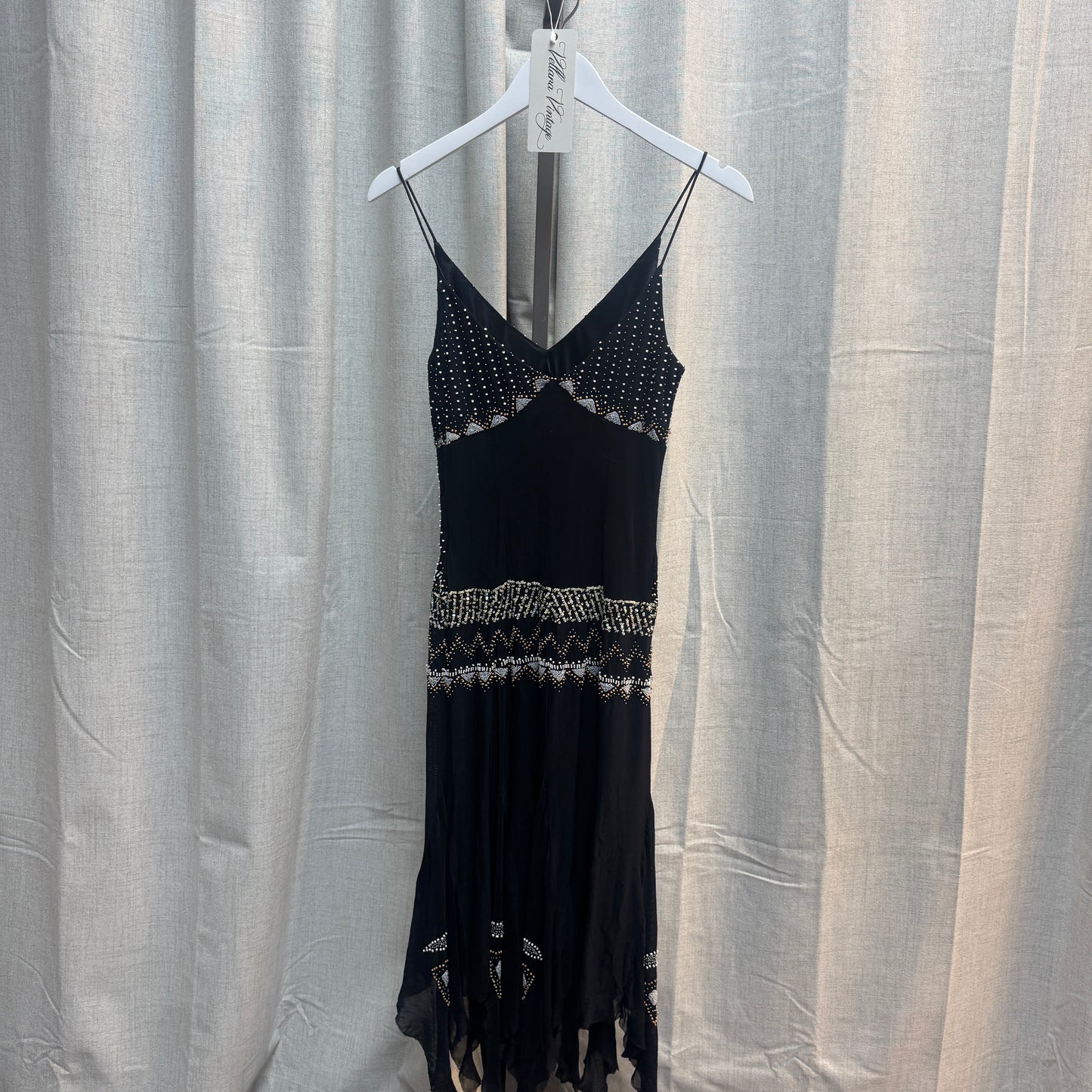 Vintage Black Beaded Midi Dress