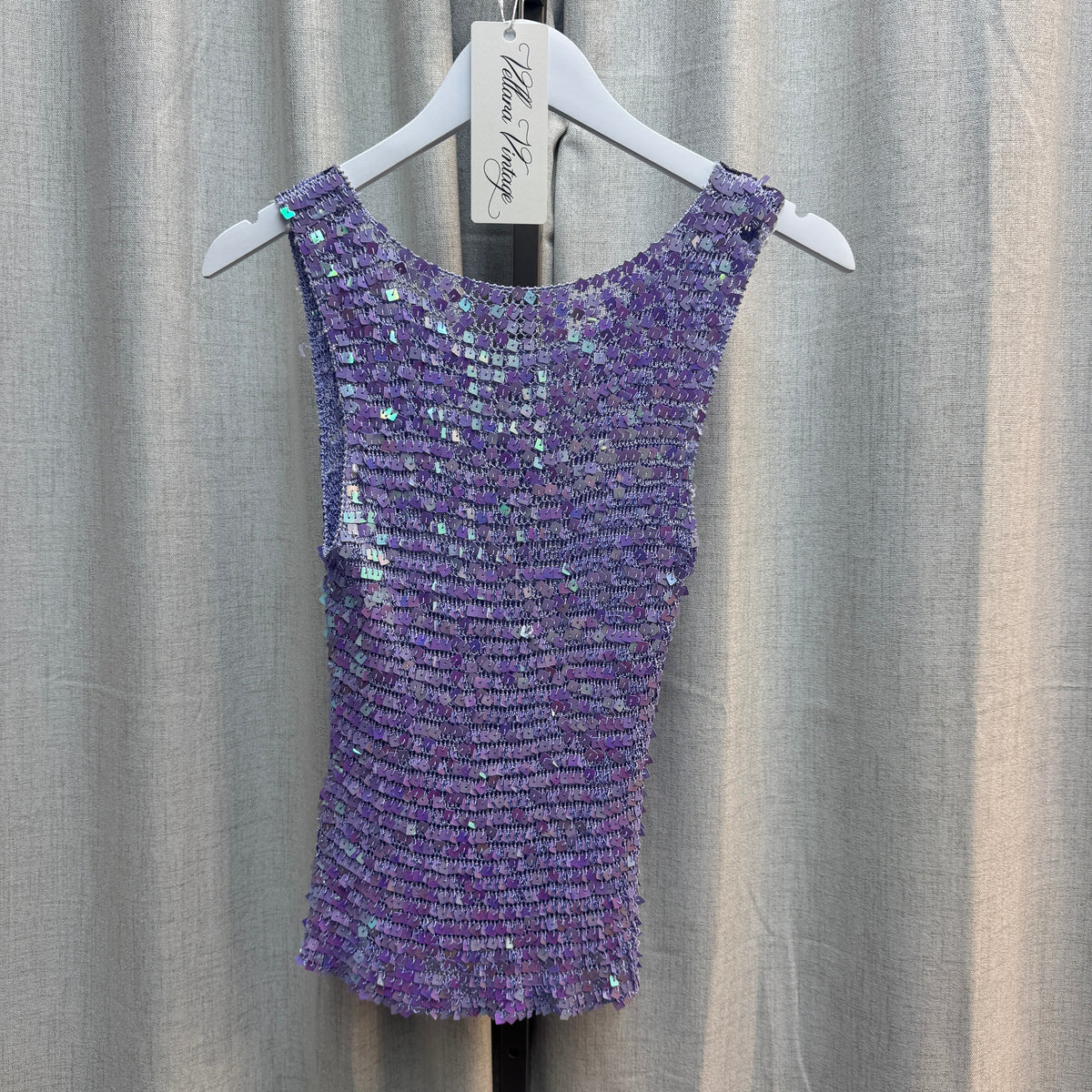 Purple Sequin Crochet Tank Top