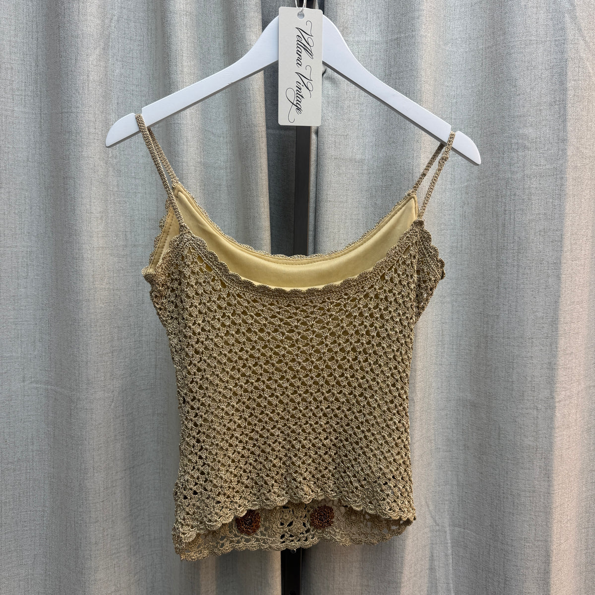 Beige Floral Crochet Tank Top