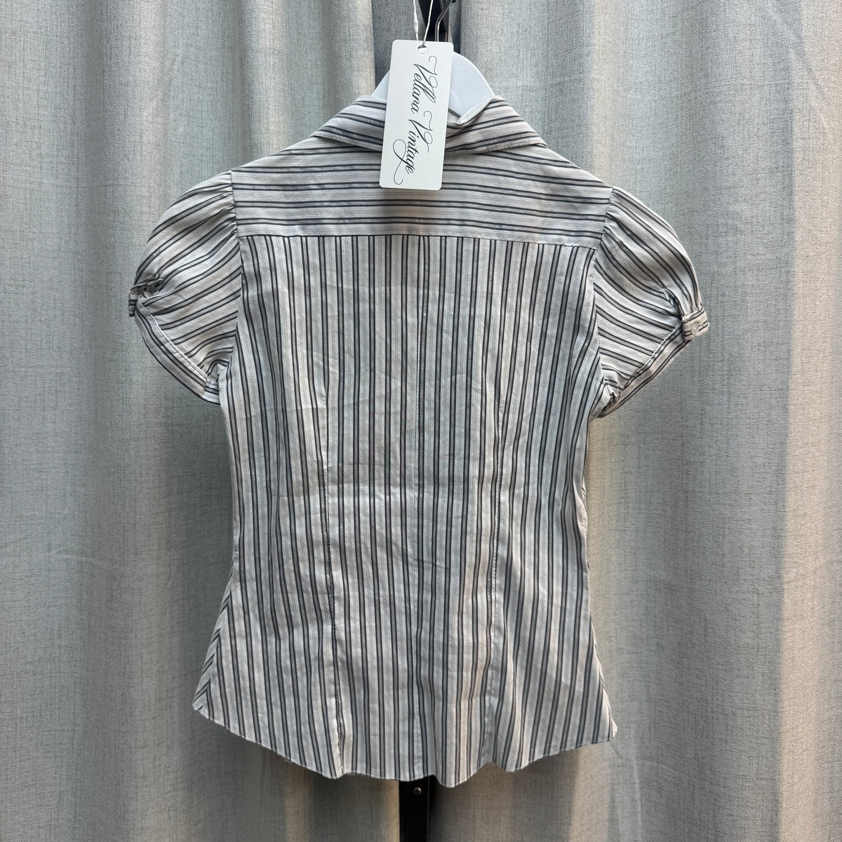 Gray & White Striped Button Up Blouse