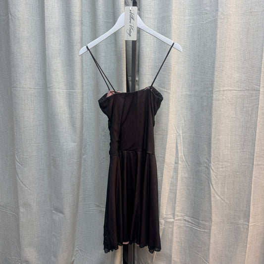 Vintage Black Layered Beaded Ruched Dress