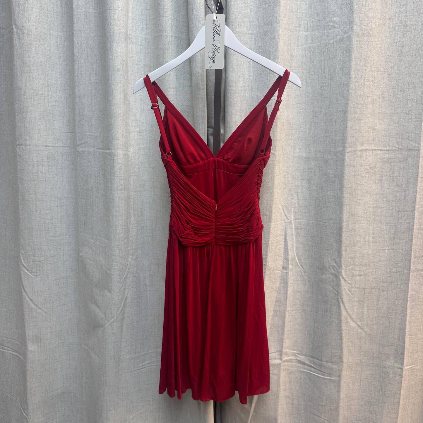 Red Ruched Backless Mini Dress