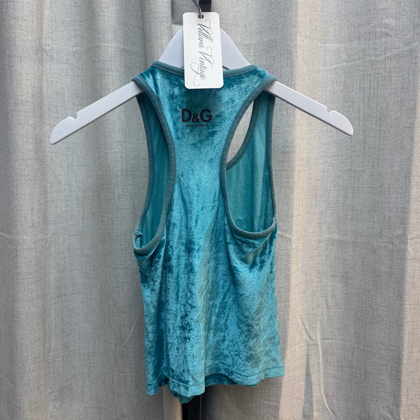 Dolce & Gabbana Freedom Is A State Mind Blue Velour Tank Top