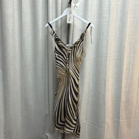 Denagli Beige & Brown Abstract Print Maxi Dress