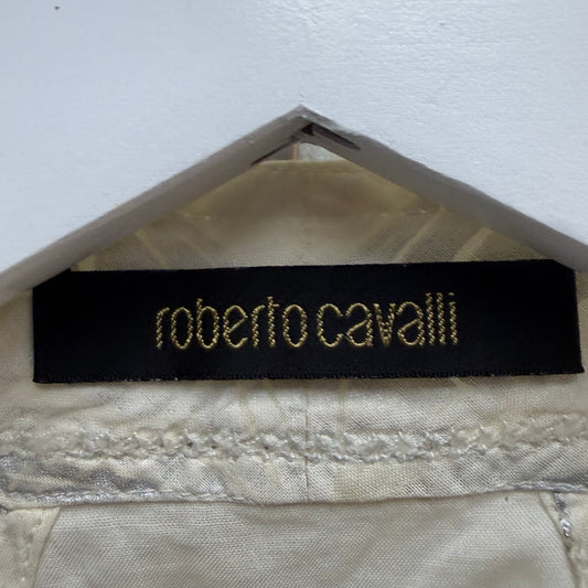 Roberto Cavalli Off White Floral Pattern Wrap Halter Top