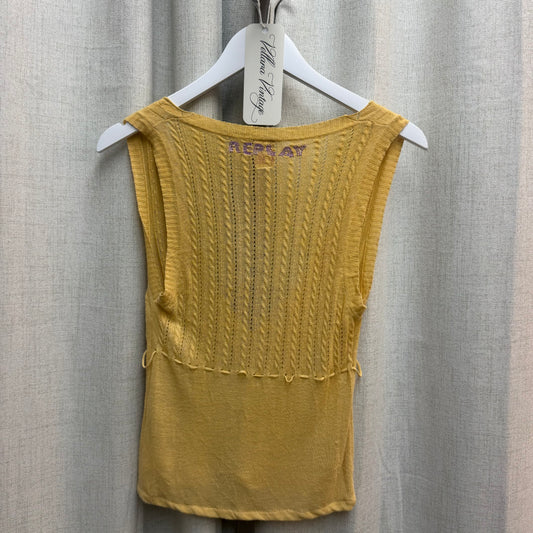 Replay Tan Knit V-Neck Tank