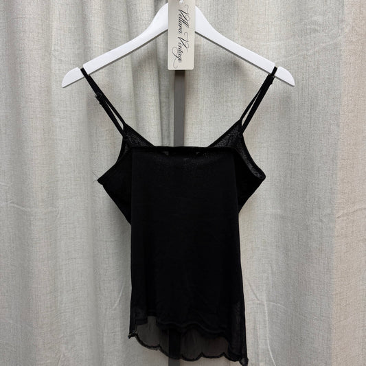 Black Mesh Top with Holographic Beading