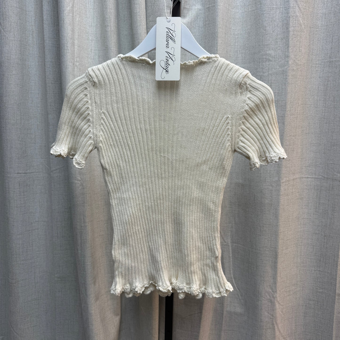 Blugirl by Blumarine White Floral Rib Knit Short Sleeve