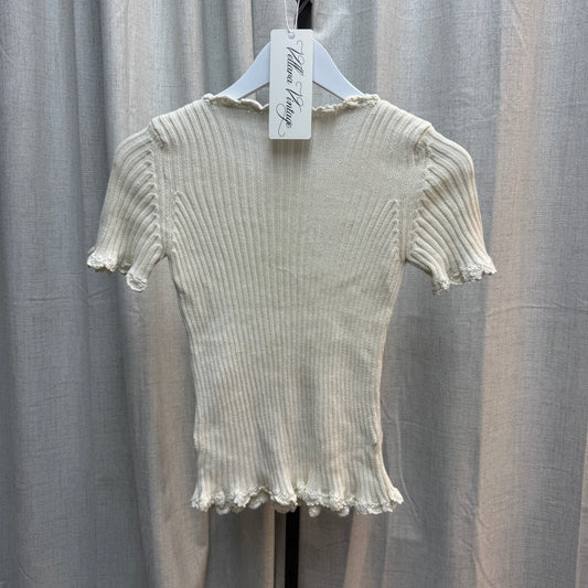 Blugirl by Blumarine White Floral Rib Knit Short Sleeve
