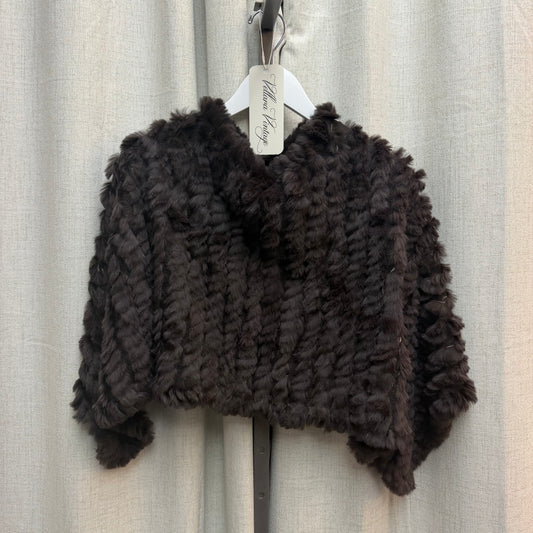 Brown Genuine Fur Shawl