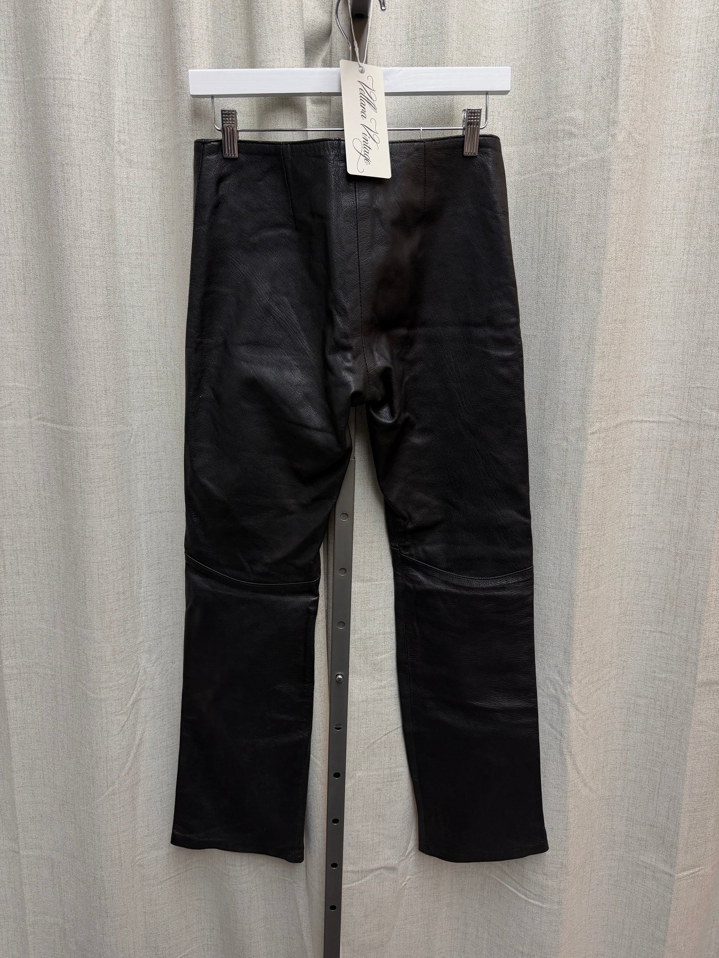 Flared Black Leather Pants