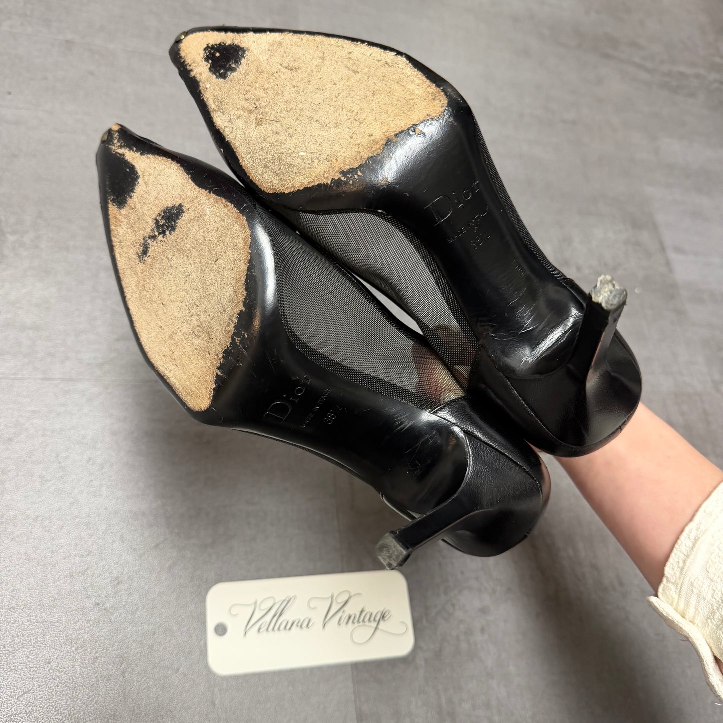 Dior Black Leather Kitten Heels