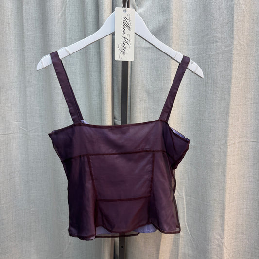Armand Ventilo Purple Layered Sheer Floral Silk Tank Top