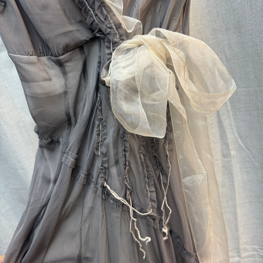 Gray Layered Mesh Midi Dress