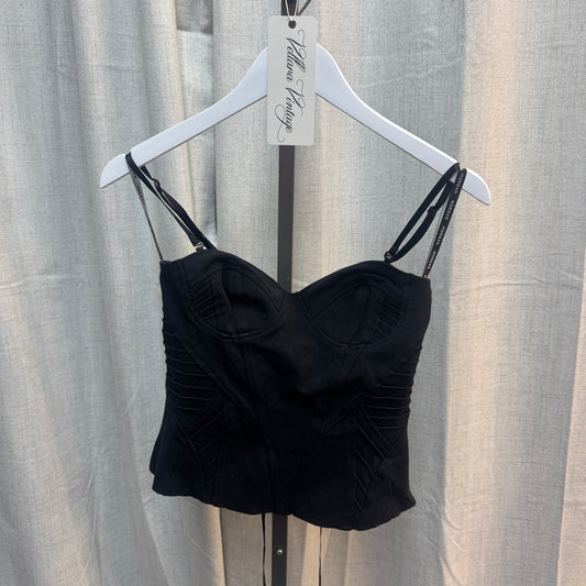 Morgan De Toi Black Corset-Style Tank Top