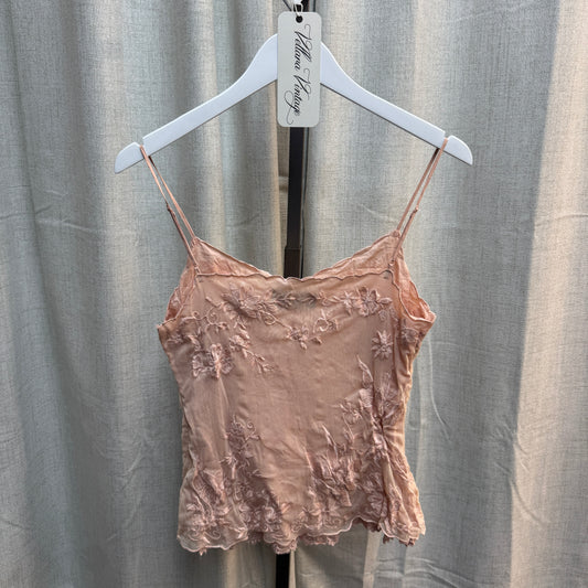 Pink Floral Layered Lace Tank Top