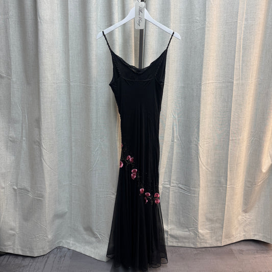 Pink Floral Beaded Maxi Evening Gown