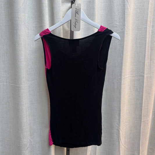 Pink and Black Geometric Sleeveless Top