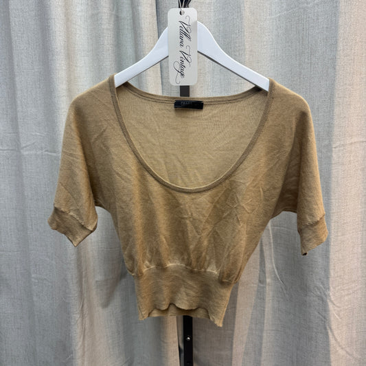 Prada Beige Short Sleeve Knit Top