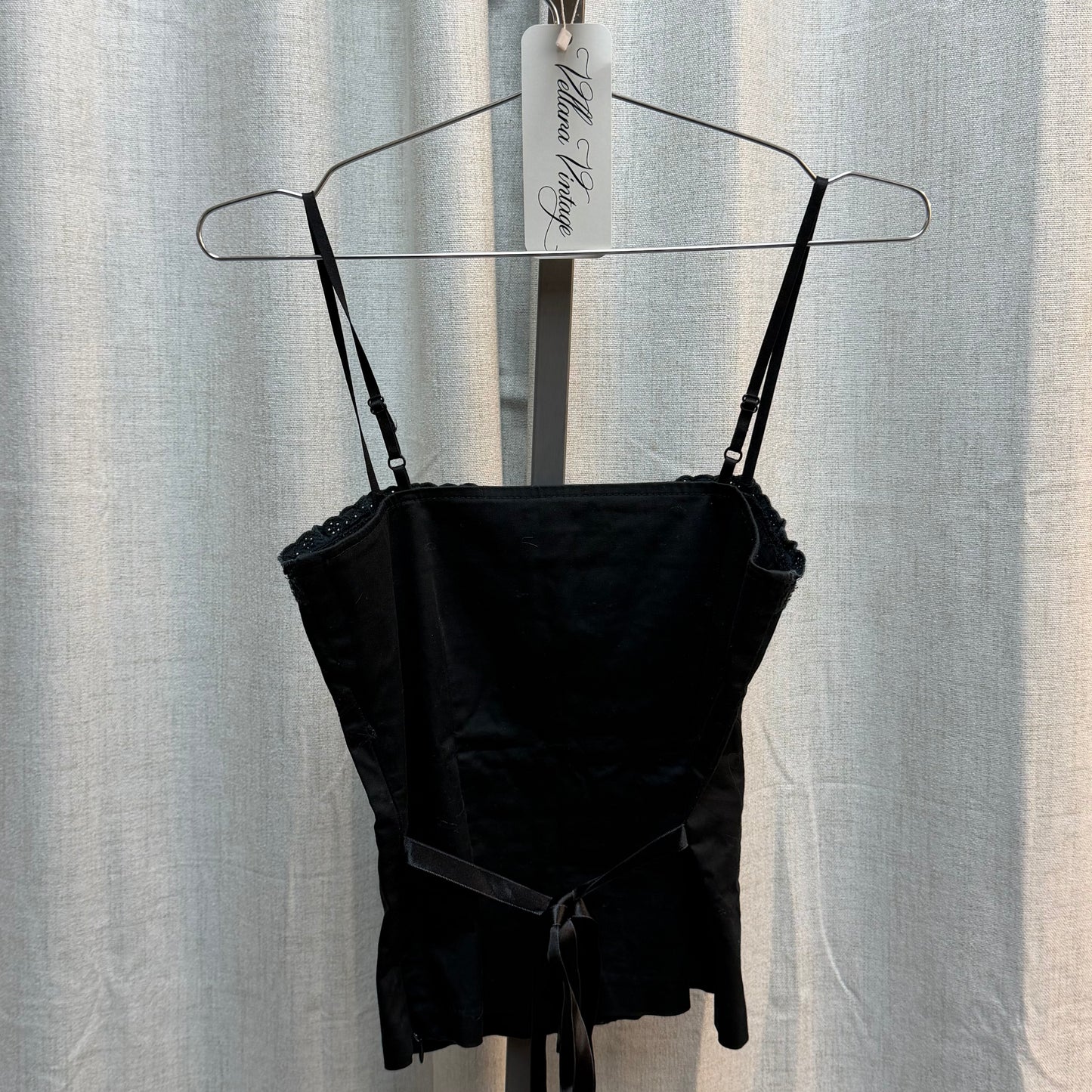 Gingham Threaded Black Cami