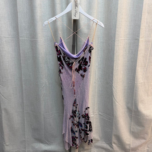 Purple Beaded Maxi Dress with Velvet Pattern