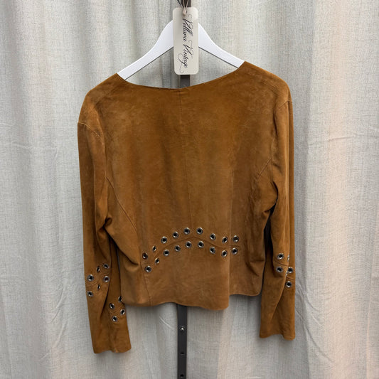 Tan Suede Cardigan with Grommets