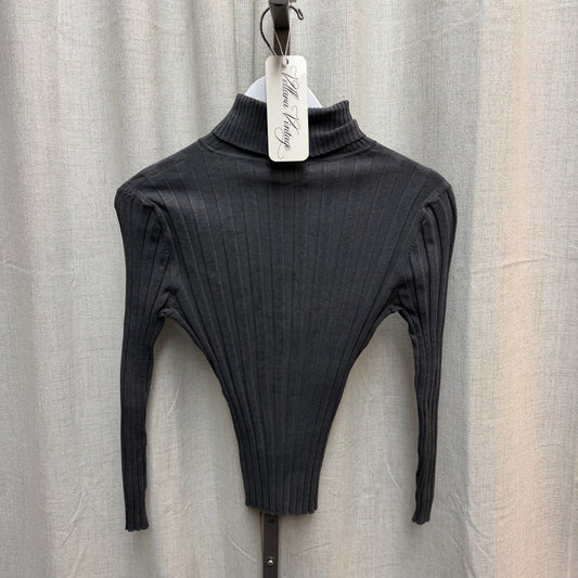 Grey Silk Blend Turtleneck Top