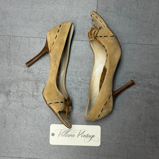 Dior Brown Suede Fringe Heels