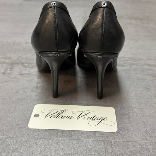 Black Dior Chainmail Buckle Heels