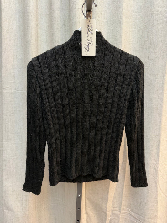 Prada Charcoal Ribbed Mock-neck Sweater