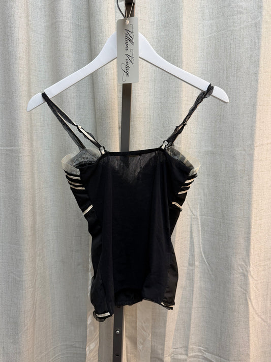 Black and Cream Flower Cami