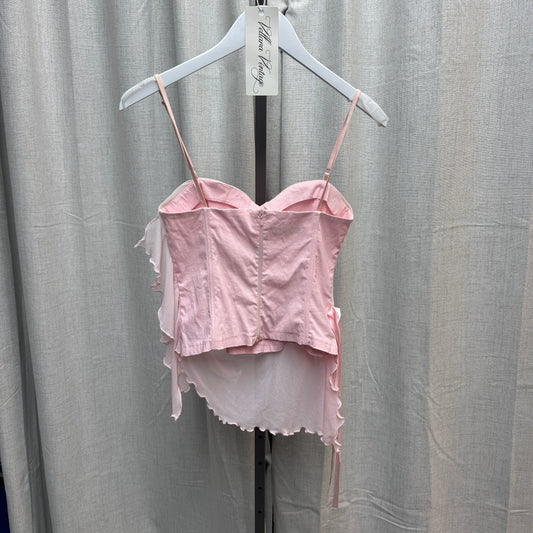 Morgan de Toi Pink Asymmetrical Ruffle Top