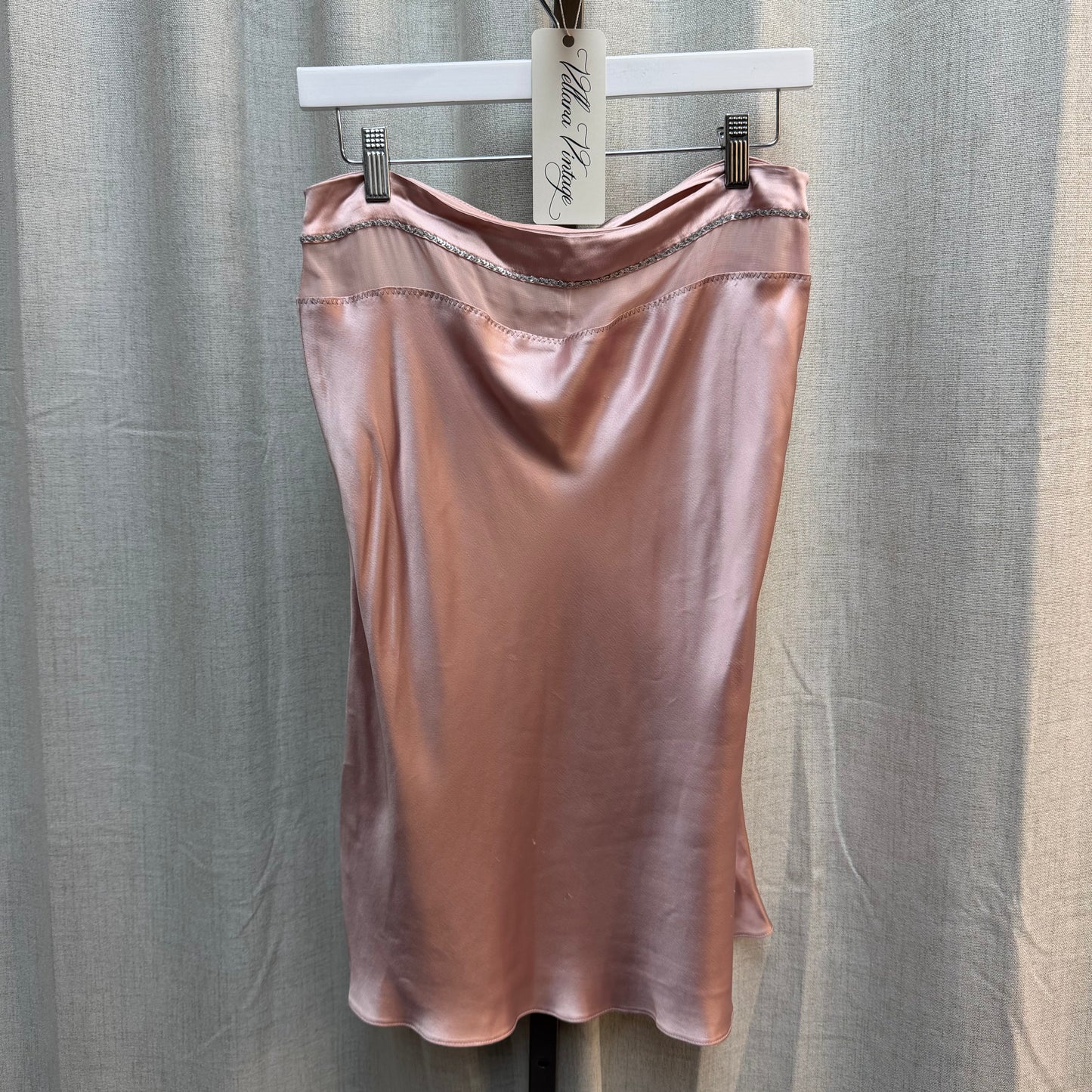 Blumarine Baby Pink Silk Midi Skirt