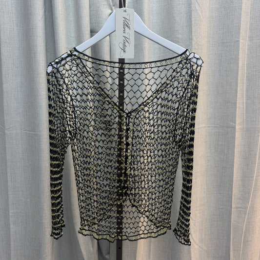Black and Gold Crochet Cardigan