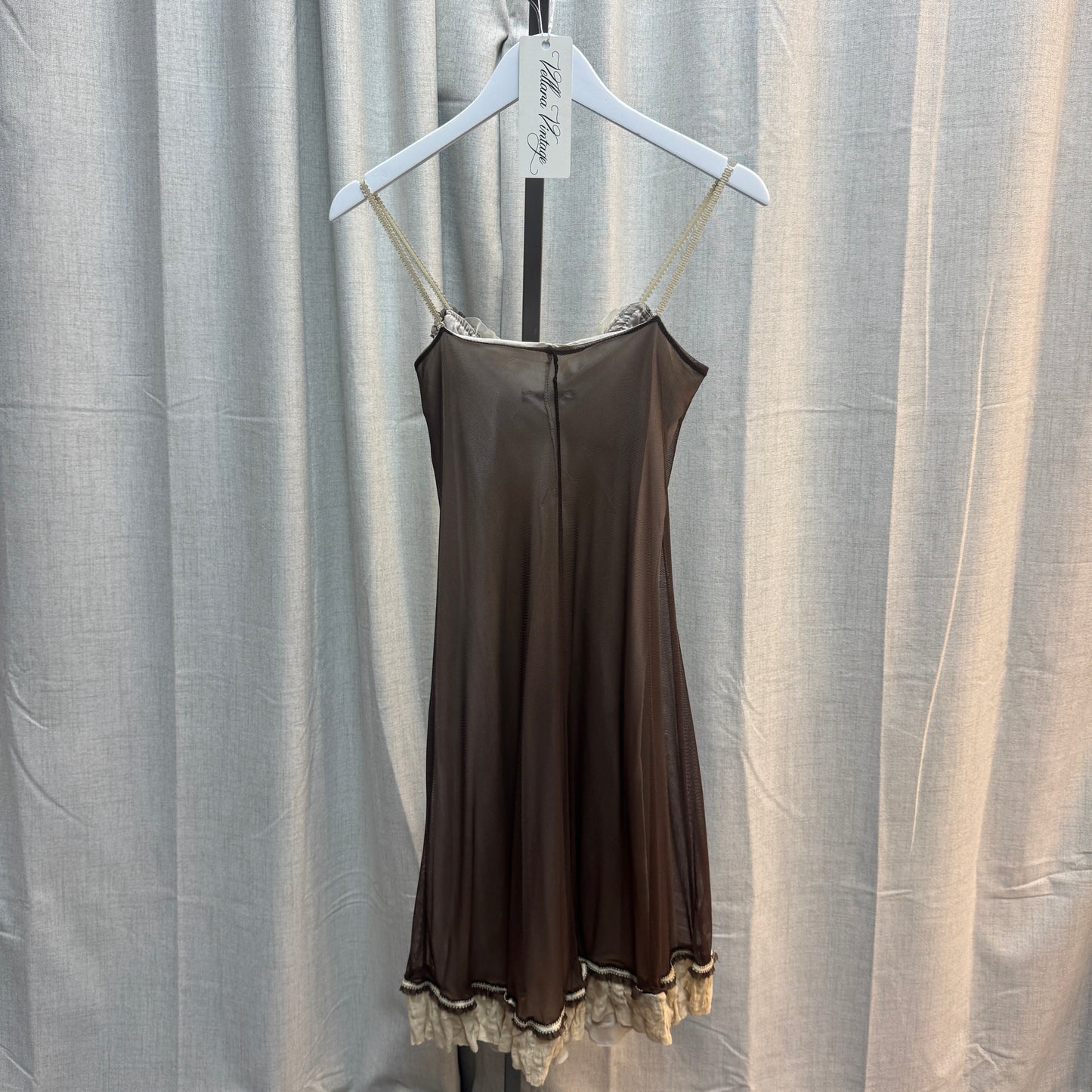 Siste's Brown and Cream Layered Midi Dress