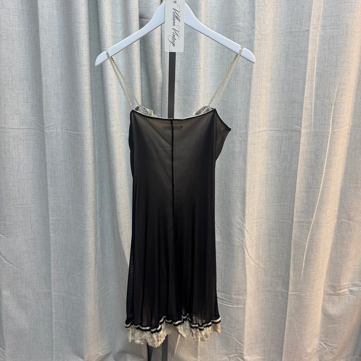 Siste's Black and Cream Layered Midi Dress