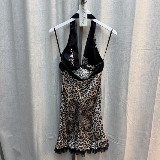 Roberto Cavalli Leopard Print Halter Midi Dress