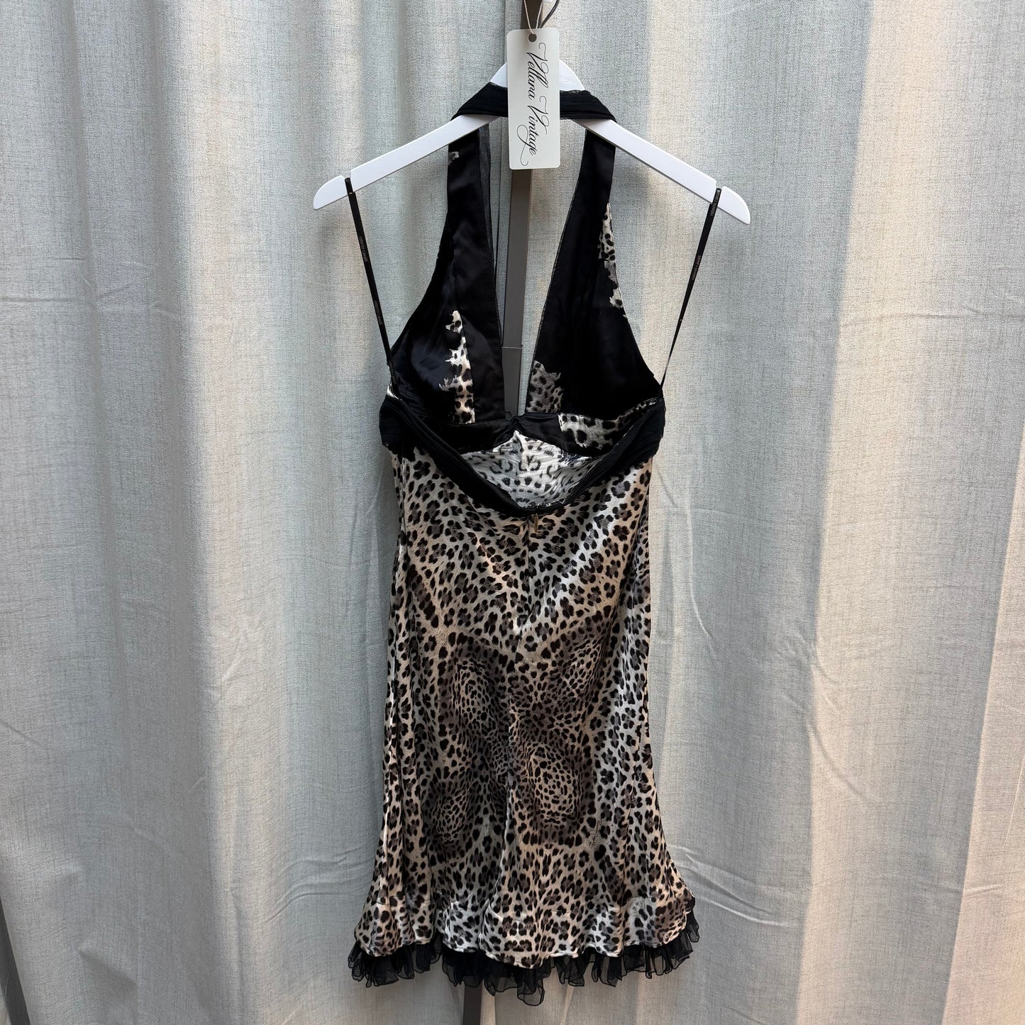 Roberto Cavalli Leopard Print Halter Midi Dress