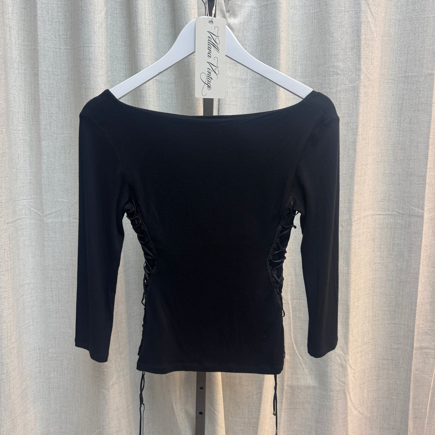 Roberto Cavalli Side Lace-Up 3/4 Sleeve Top