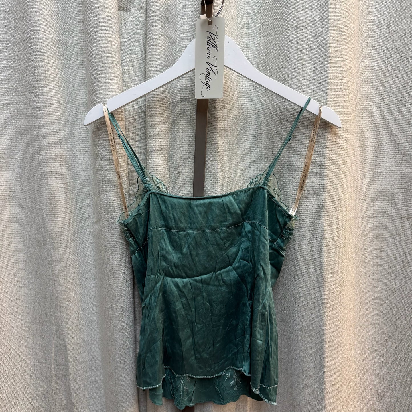 Karen Millen Teal Silk Embellished Camisole Top