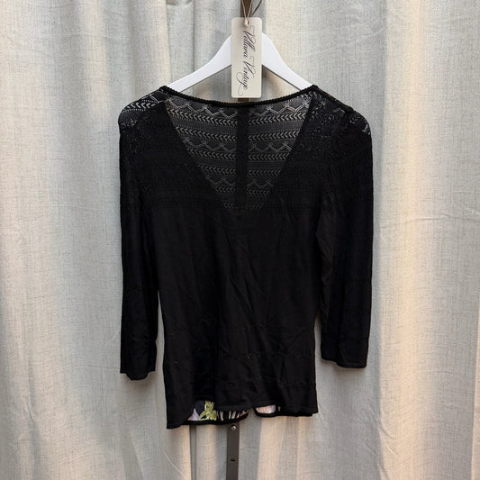 Class Roberto Cavalli Black Floral Lace Panel Top