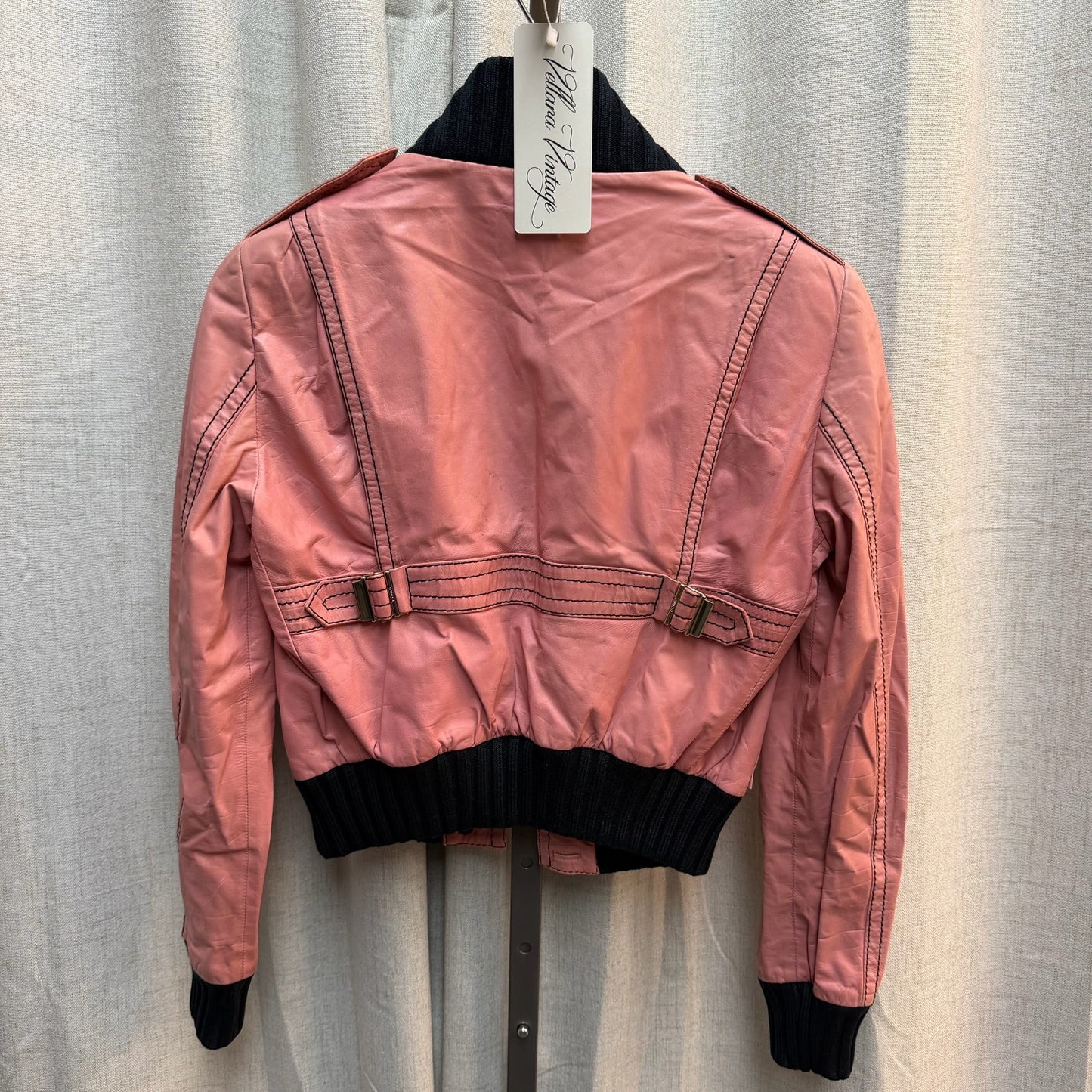Gucci "Madonna" Pink Leather Cropped Bomber Jacket (2000s)